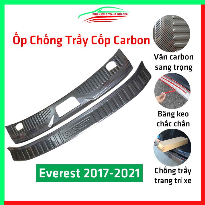 Ốp chống trầy cốp Everest 2017-2021 cacbon sáng bóng