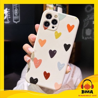 Ốp lưng iPhone 13/13 Mini/13 Pro/13 Pro Max/ 7 Plus / 8 Plus/XR/XS Max/11/X/XS/12/12 Pro Max cạnh vuông Nhiều Tim