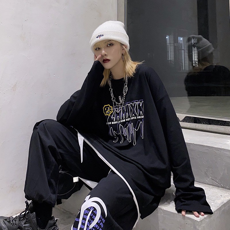 Áo thun tay dài form rộng ZHMXK NEKO.SG, Áo thun Streetwear ulzzang SWT26 NoBrand