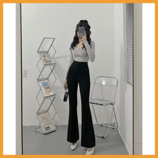 Quần ống rộng cạp cao 1 cúc , quần ống loe vải suông siêu hách dáng tôn vòng ba phong cách hàn quốc