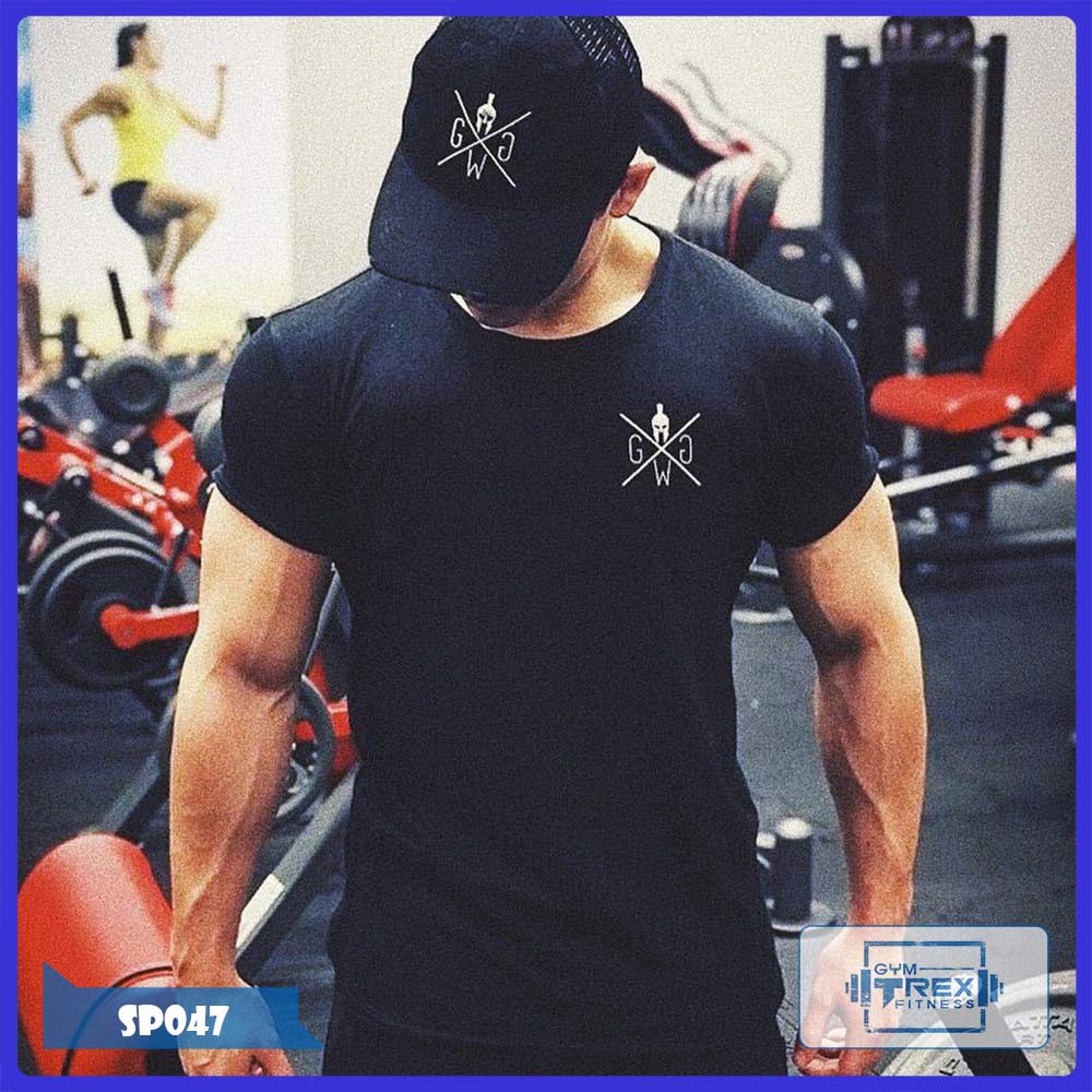 Áo tập gym nam SPARTA SP047, Áo gym nam thun cotton ôm body - Gym Trex
