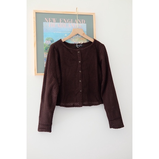 Ceci Cela - Áo Croptop Dài Tay Len Đan Saw Cardi