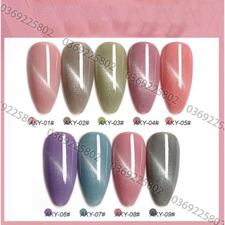 [Thanh lý đổi bảng màu] Sơn gel AS mắt mèo MÀU MỚI mã AKY 9 chai đỏ nhọn 15ml siêu HOT siêu xịn