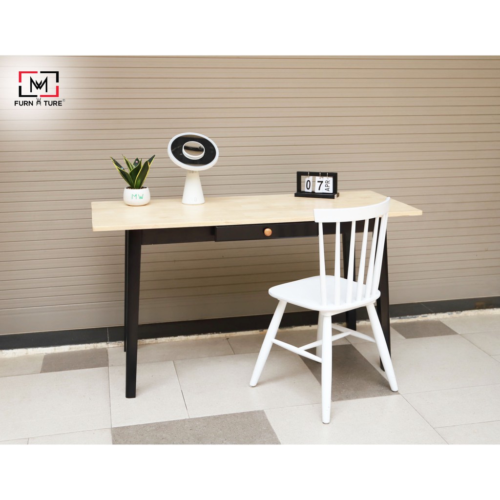 Bàn làm việc cao su hiện đại có hộc màu gỗ phối đen - Tyche Table - MW FURNITURE - Nội thất căn hộ