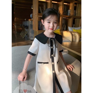 Váy bé gái - váy dạ phối cổ đen cài cúc kiểu dáng măng tô siêu xinh cho bé 1-7 tuổi