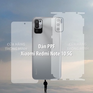 Tấm dán Xiaomi Redmi Note 10 5G dán PPF mặt trước, dán mặt sau, dán màn hình, dán mặt lưng Full viền chuẩn