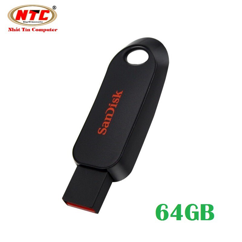 USB 2.0 Sandisk CZ62 Cruzer Snap 64GB kiểu trượt (Đen)