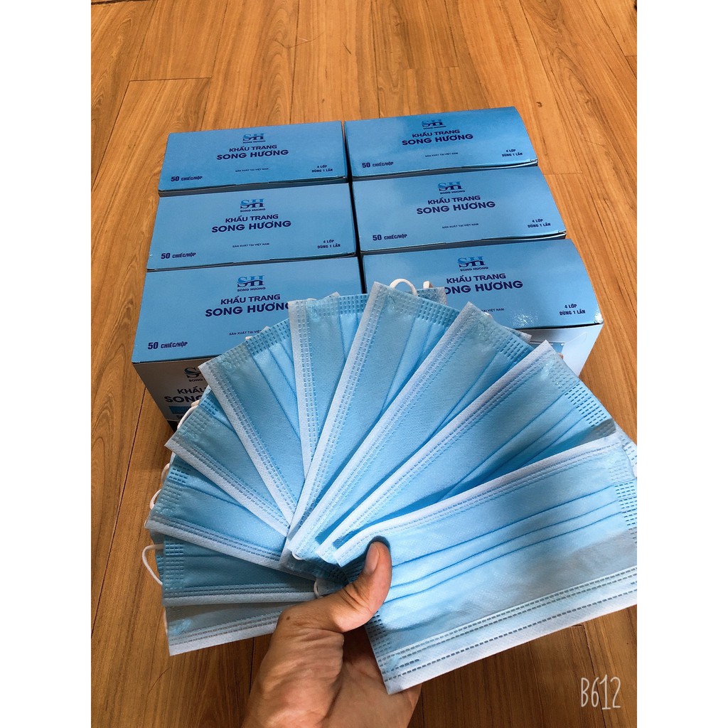Khẩu Trang Y Tế 4 Lớp, Hộp 50 Chiếc Kháng Khuẩn, xuất xứ rõ ràng, không gây kích ứng da
