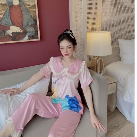 Đồ bộ nữ Vic's lụa Latin  cao cấp, đồ ngủ hoạ tiết mặc nhà sang trọng L119  thời trang nữ pijama | BigBuy360 - bigbuy360.vn