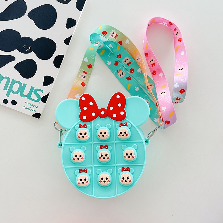 Pop It Đồ Chơi Fidget Spinner Mickey Minnie Túi Bong Bóng Nhấn Bằng Silicon Có Dây Đeo Cho Trẻ Em