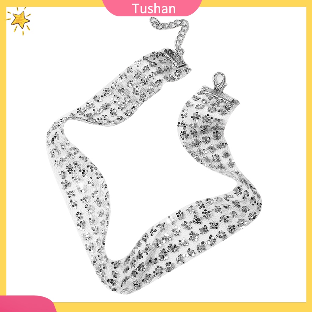 Vòng cổ choker đính kim tuyến lấp lánh cho nữ