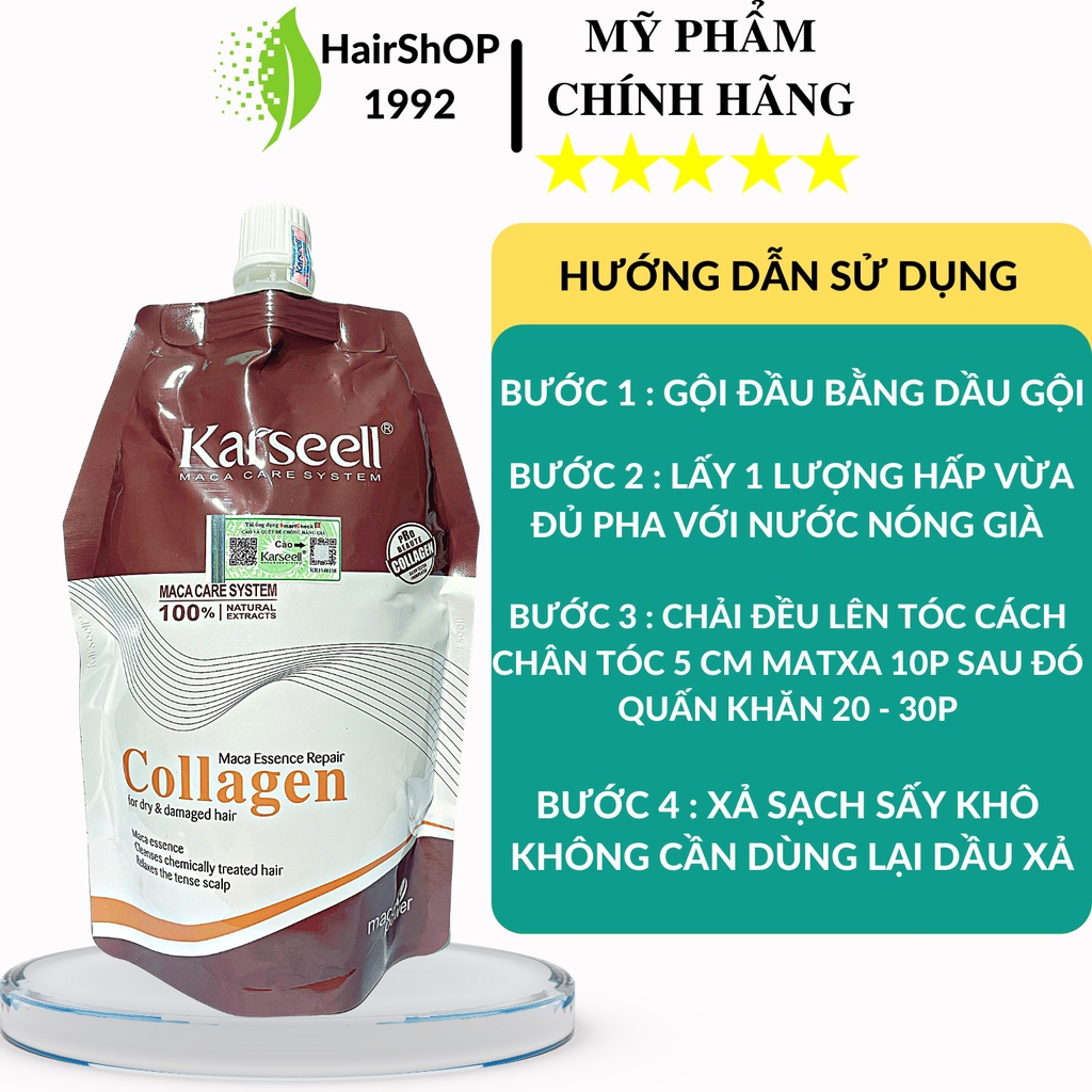 ✅KARSEELL Kem Ủ Tóc - Hấp Tóc Colagen Karseell Phục Hồi Tóc Hư Tổn | Ủ Tóc Siêu Mượt 500ml - Chính Hãng