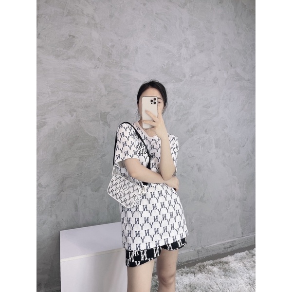 (ảnh thật) TÚI ĐEO CHÉO MONOGRAM CROSSBODY BAG WHITE/BLACK