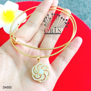 Kiềng dẻo, kiềng cổ nữ dạng nhuyễn mặt hoa 6 cánh xoáy đính đá thiết kế cao cấp Orin D4500