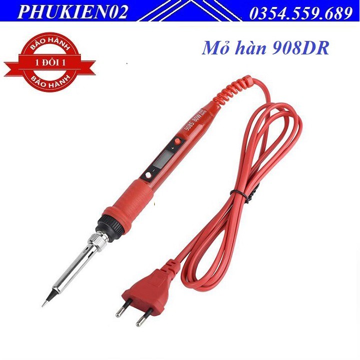 Mỏ hàn cầm tay 908DR - Mỏ hàn điều chỉnh nhiệt độ No 908 80W có màn hình LCD - Mỏ hàn điện mini 908G-DR