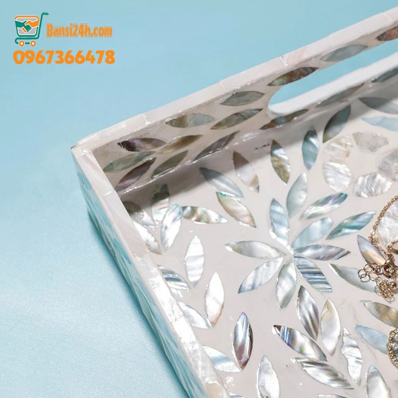 Khay sơn mài khảm trai cao cấp có quai sang trọng, hàng xuất khẩu đi USA còn dư SỐ LƯỢNG CÓ HẠN