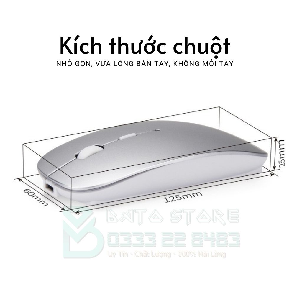 Chuột không dây tự sạc M1 Cao Cấp (Wireless/Bluetooth Mouse Re-chargeable) chuyên dùng cho Máy tính, Laptop, Phone, Tivi