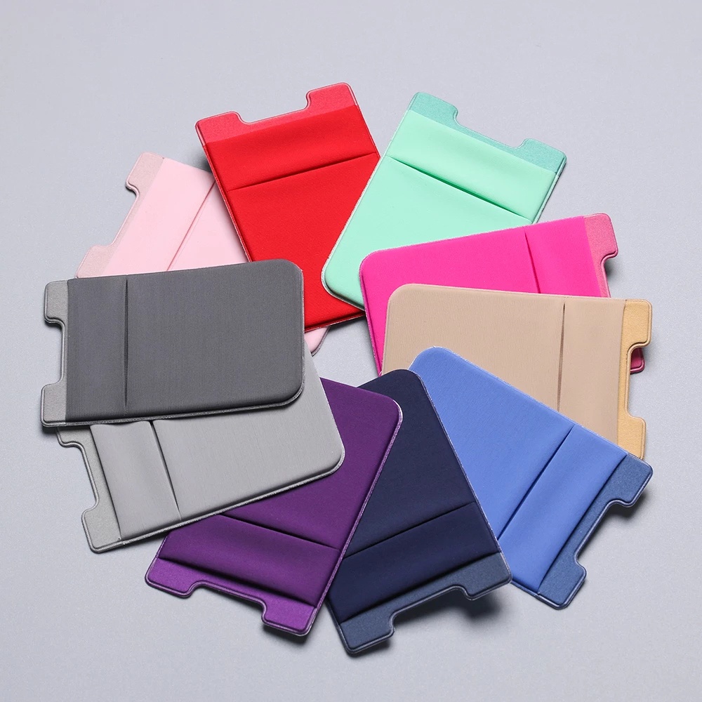 Hai lớp Lycra Điện thoại di động Back Sticker Case Thẻ đa chức năng Túi đựng tai nghe Túi đựng tai nghe