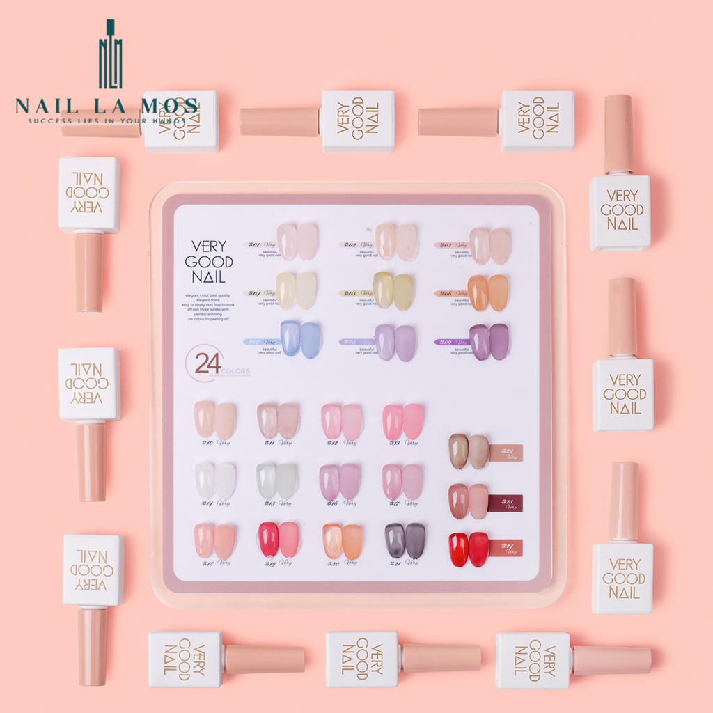 Set sơn thạch Very Good Nail 24 màu - Bộ sơn gel thạch phong cách Hàn Quốc (tặng kèm bảng màu mica)