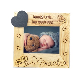 Khung ảnh em bé Tiny miracle bằng gỗ 15x15cm