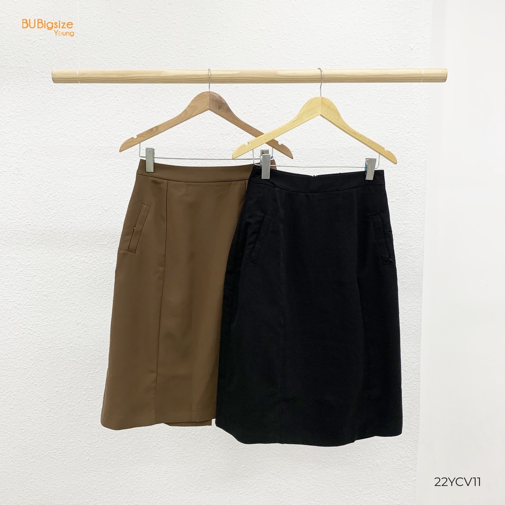 Chân váy dài túi khóa chéo xẻ sau BIGSIZE (55kg đến 95kg) - 22YCV11 - [BU Bigsize Young]