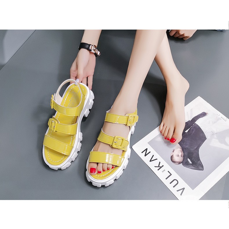 (SẴN) Sandal nữ 3 quai ngang đế xuồng 5cm màu nhã cực xinh SANDAL77