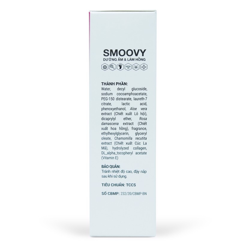 Dung dịch vệ sinh phụ nữ thế hệ mới Smoovy dưỡng ẩm và làm hồng vùng kín 150ml