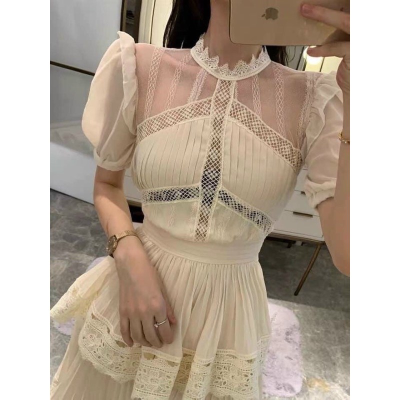 Đầm  Maxi Phối Ren Tầng Dập Li l