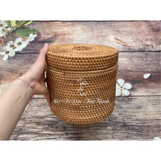 Hộp mây tròn đựng đồ bằng mây guột 100%