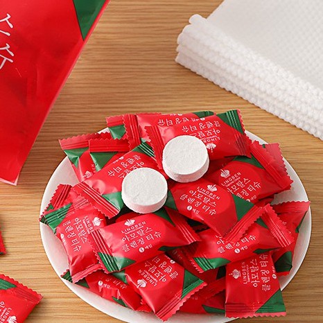 Khăn Giấy Nén Rửa Mặt Dạng Viên Kẹo Hàn Quốc, Khăn Nén Ướt Dạng Viên Chumdecor Td6