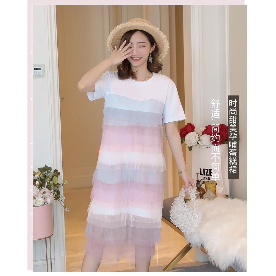Đầm lưới cầu vồng cho bà bầu