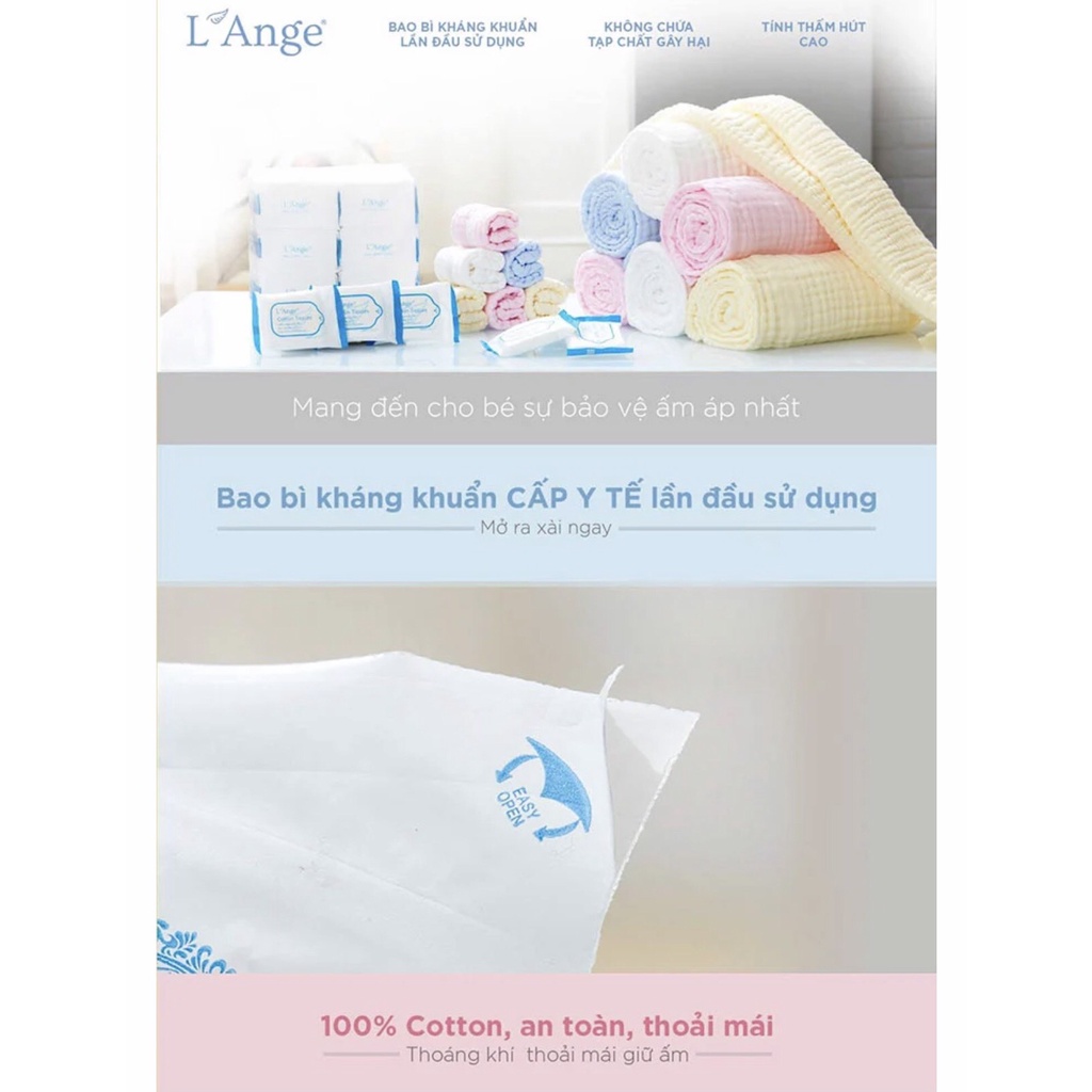 SET 2 KHĂN TẮM - KHĂN QUẤN ĐA NĂNG VẢI BÔNG L'ANGE 3 LỚP 90X90
