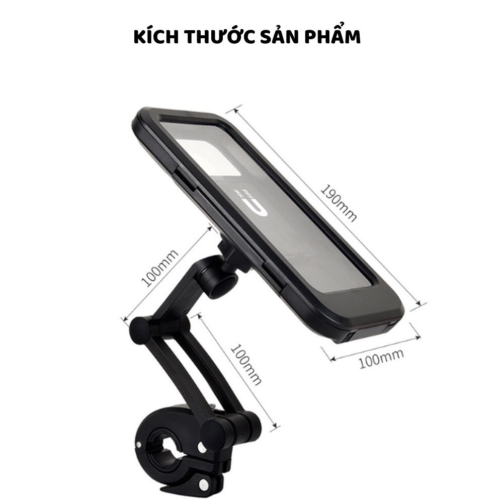 Giá đỡ điện thoại chống nước gắn xe máy - moto - xe đạp Kiêm bao điện thoại xoạy góc 360 độ điều chỉnh độ cao thấp