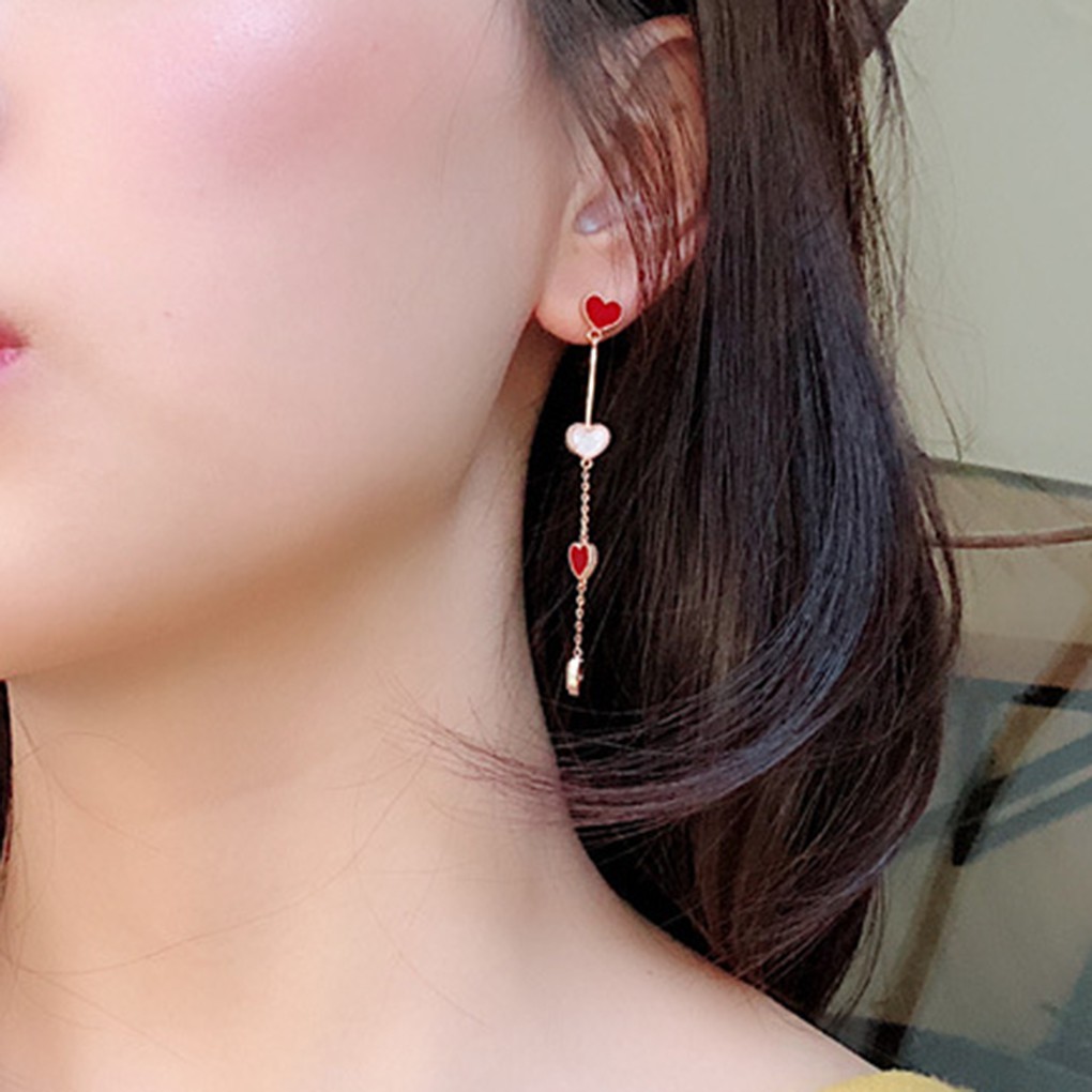 Bông Tai Hình Trái Tim Phong Cách Hàn Quốc Cho Nữ 1 Cặp