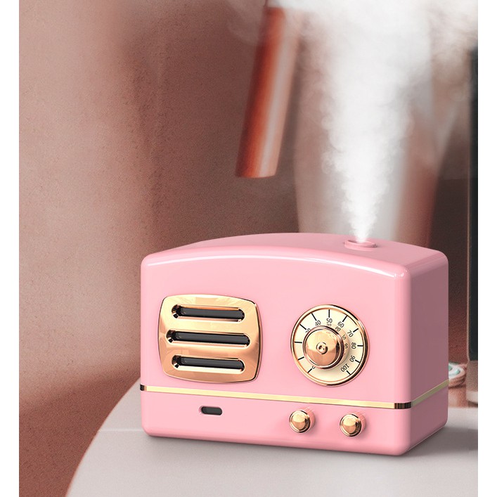 Máy Phun Sương Binbo Mini Hình Đài Cassette Hơi Nước Tạo Ẩm, Khử Mùi Trong Phòng Có Đèn Led Ngủ (Tặng Kèm Dây Sạc)