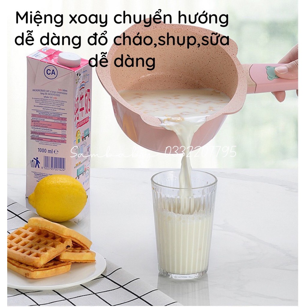 Bộ Nồi Chảo Nấu Cháo,Hấp,Chiên ,Xào Men Đá Chống Dính Nấu Ăn Cho Bé Ăn Dặm -Kèm Chảo Và Xửng Hấp INOX Cho Bé