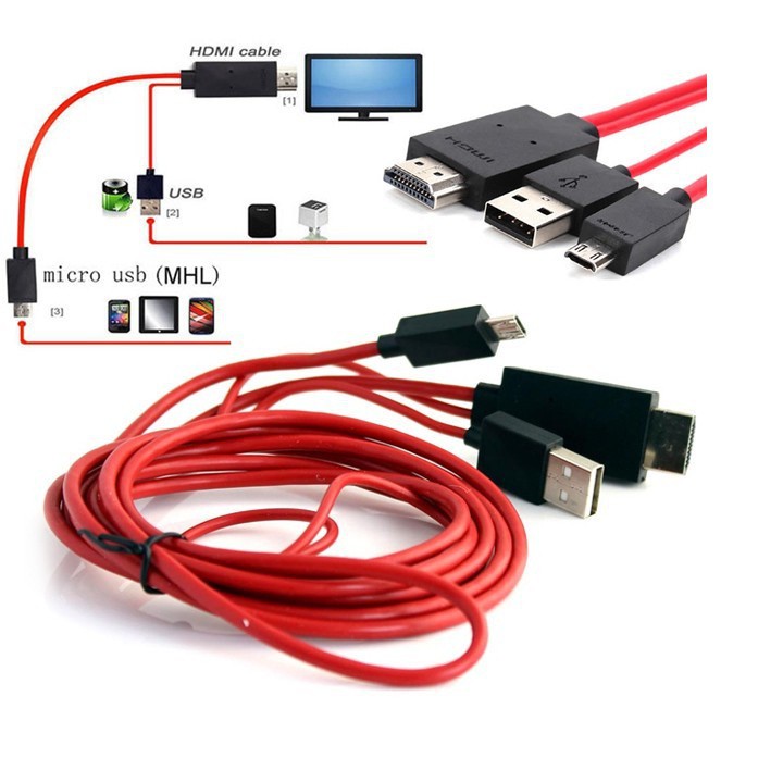 Cáp Chuyển Đổi Tín Hiệu Từ Điện Thoại Lên Tivi HDMI MHL 11 Pin