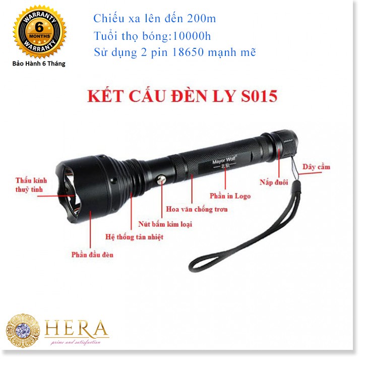 Đèn Pin Siêu Sáng Police LYS015, Chiếu Xa 600m, Chống Nước, Pin Cực Bền + Tặng Sạc
