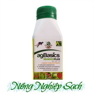 Phân bón agbasics seaweedplus chai 250ml – mập mầm, to hoa, dày cánh, phân bón hỗn hợp npk úc