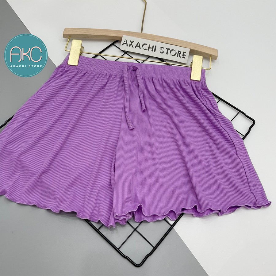Quần short nữ thun xòe trơn, quần đùi nữ đẹp cạp chun vải tăm thái mịn mát co giãn thỏa mái AKACHI – QD02 | BigBuy360 - bigbuy360.vn