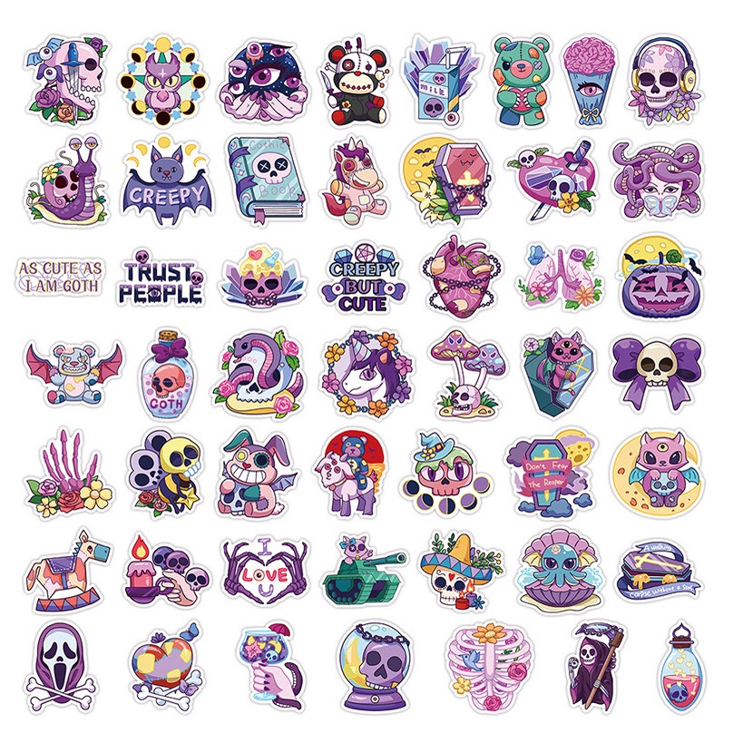 Hình dán Sticker 50 tấm graffiti hoạt hình /kinh dị chống nước dán mũ bảo hiểm, dán xe, điện thoại, 107