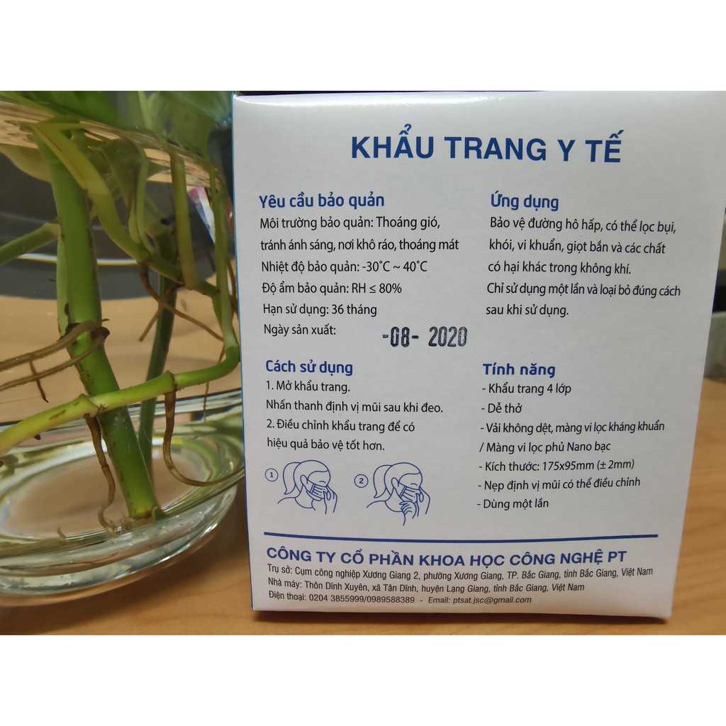 Khẩu trang y tế 4 lớp kháng khuẩn có đủ giấy chứng nhận PT Mask 50 chiếc/hộp