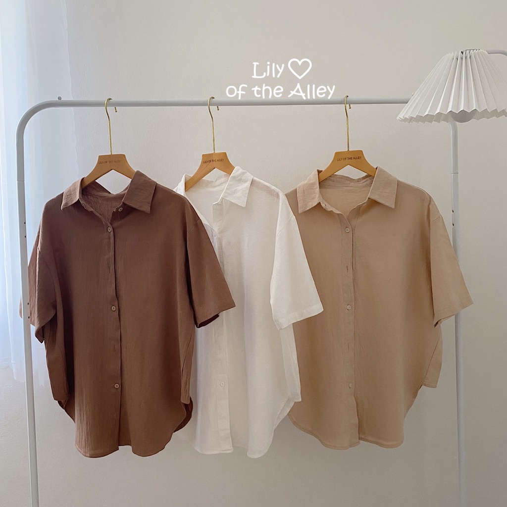 Áo sơ mi thô đũi cộc tay Lily | BigBuy360 - bigbuy360.vn