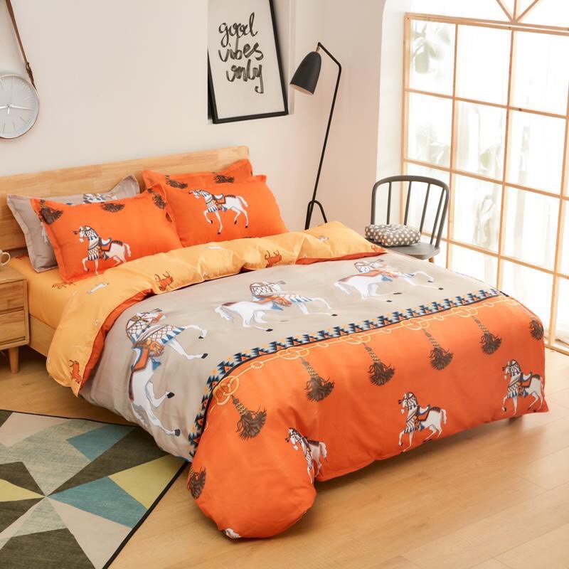 Bộ Chăn ga cotton poly Emmidecor cao cấp - mẫu quả ngựa cam giá tốt