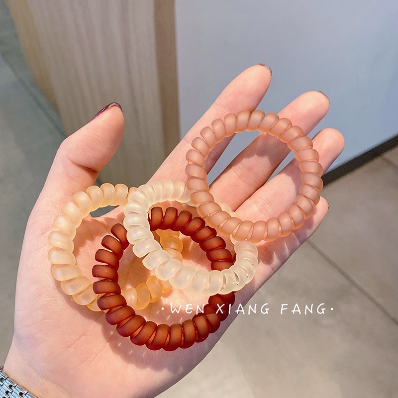 Dây Buộc Tóc Cao Su Dạng Xoắn Ốc Màu Nhám Đơn Giản Cho Nữ