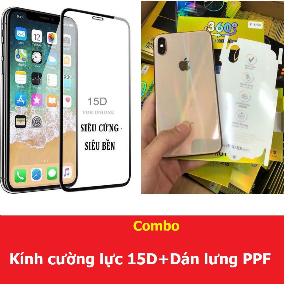 [FREESHIP TỪ 50K] IPhone Kính Cường Lực 15D Full Viền + Dán Lưng PPF