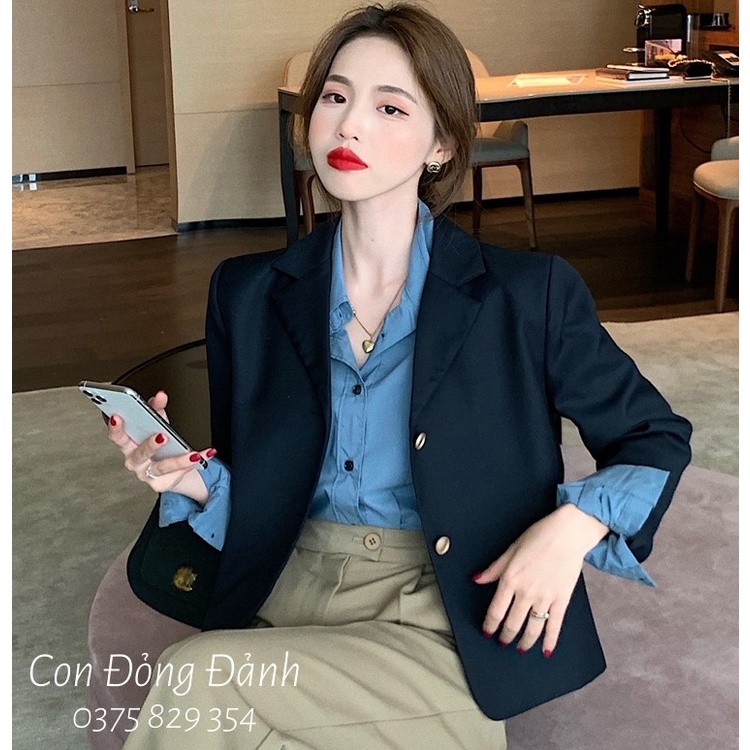 (Mã FL giảm 20k) AO018 Áo khoác blazers nữ mỏng cài 2 khuy form gọn dáng Hàn Quốc công sở thanh lịch | BigBuy360 - bigbuy360.vn