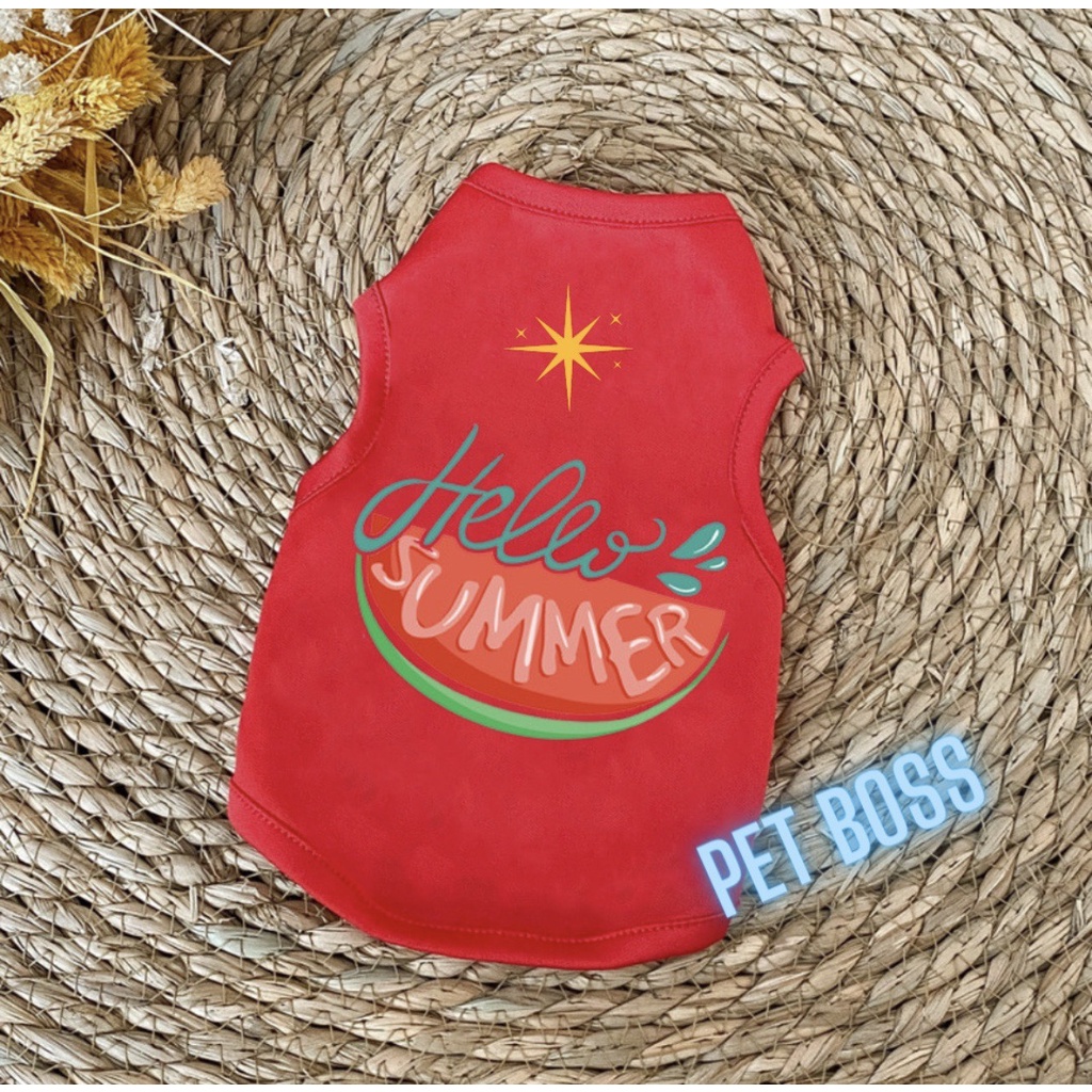 ÁO THUN COTTON HELLO SUMMER CHO CHÓ MÈO SIÊU THOÁNG MÁT