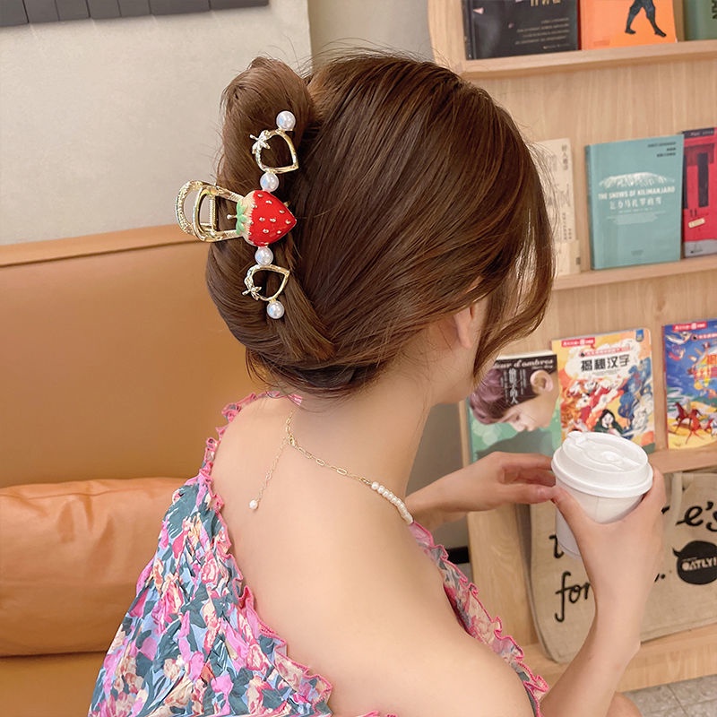 Kẹp Tóc Hình Quả Dâu Màu Xanh Đỏ Phong Cách Mới 2022