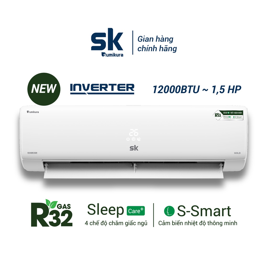 [Mã ELHA10 giảm 6% đơn 5TR] Máy Lạnh Inverter R32 1,5 Ngựa SK Sumikura APS/APO-120.GOLD